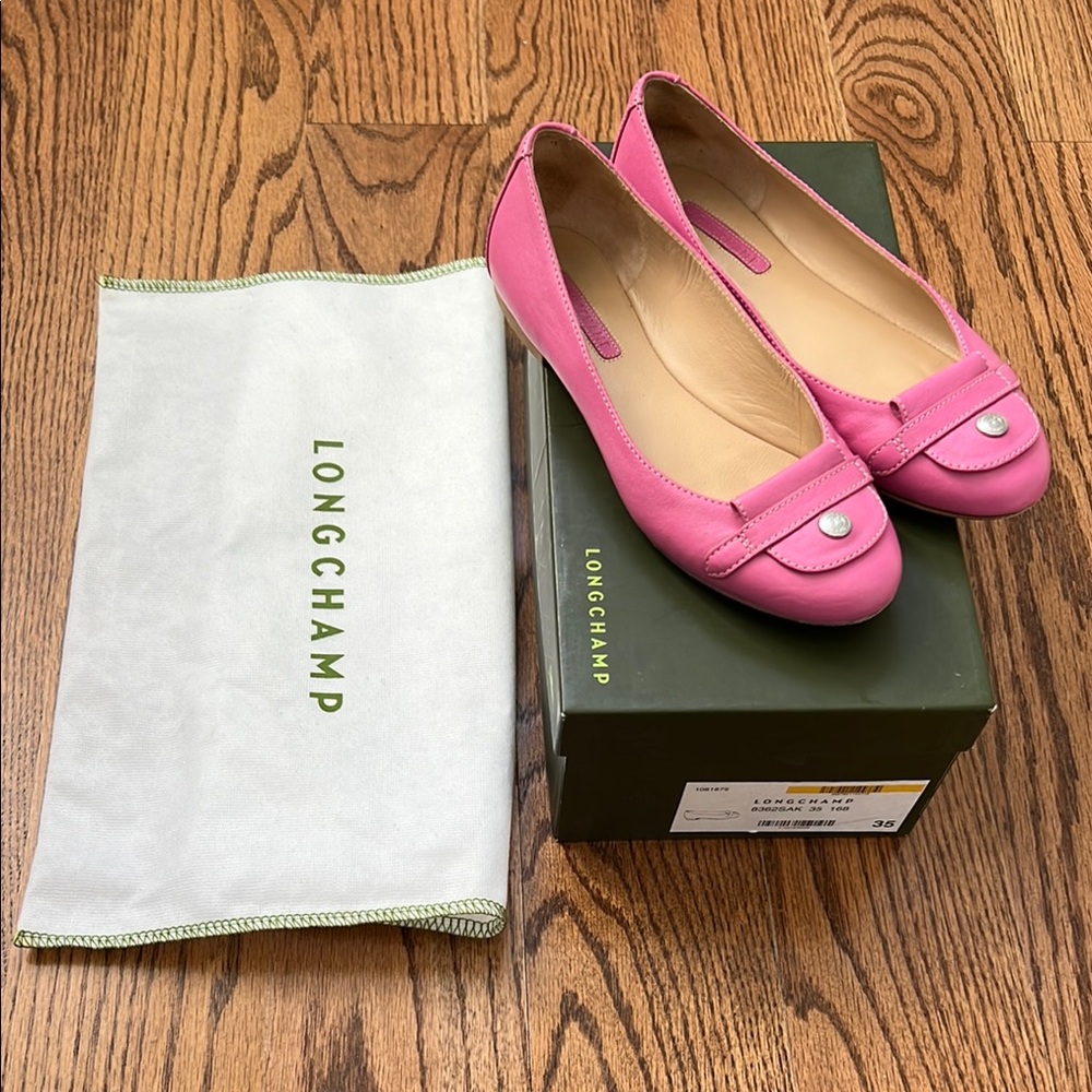 Longchamp Ballerine Le Pliage Bubble Pink Flats